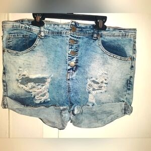 Acid wash jean shorts